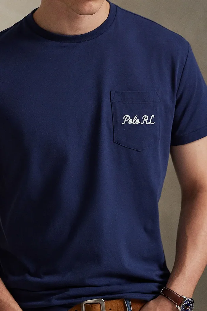Polo Ralph Lauren Памучна тениска в тъмносиньо с принт 710B16610