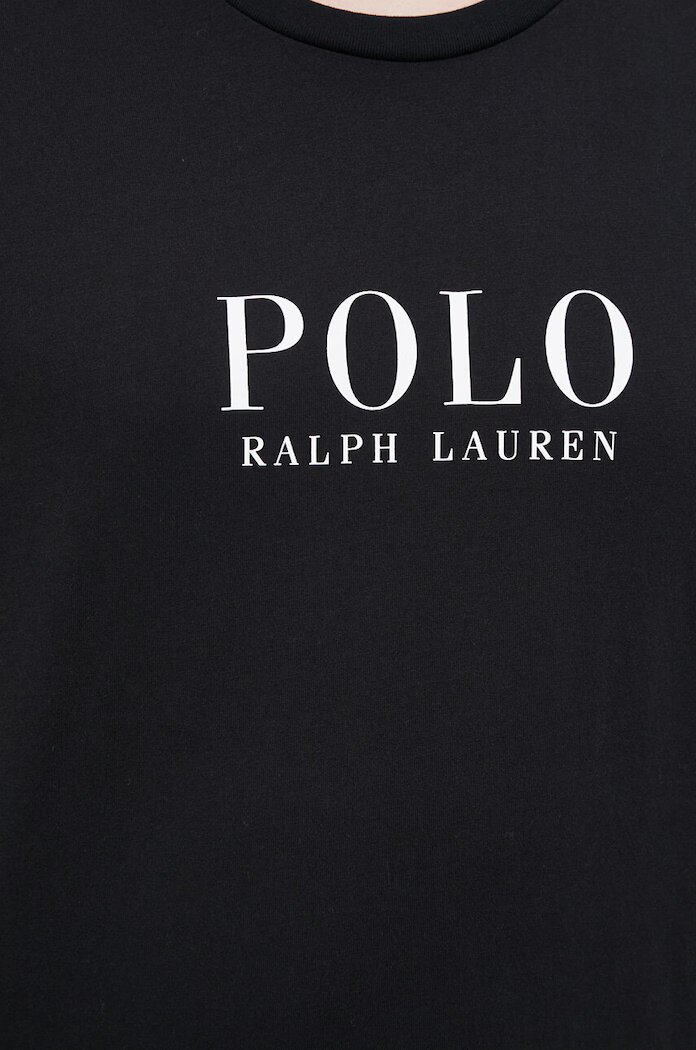 Polo Ralph Lauren Памучно горнище на пижама с къси ръкави в черно с принт 714899613
