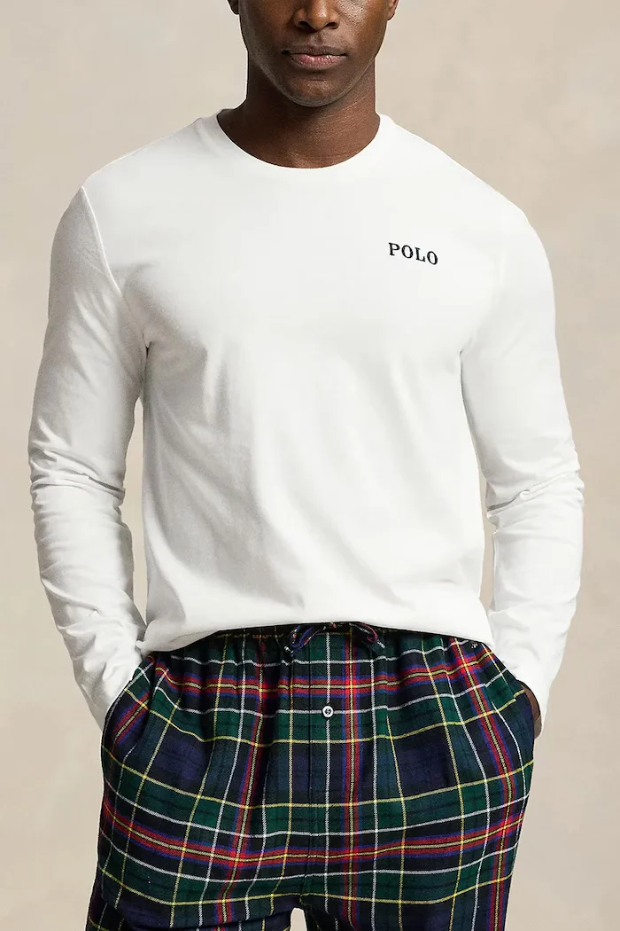 Polo Ralph Lauren пижама от две части мъжка от памук бяла 714950621