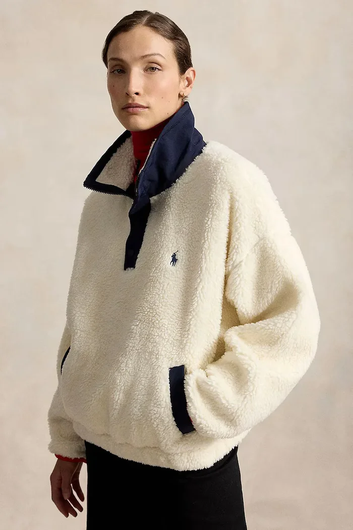 Polo Ralph Lauren поларен суичър дамски бежов 211B17802