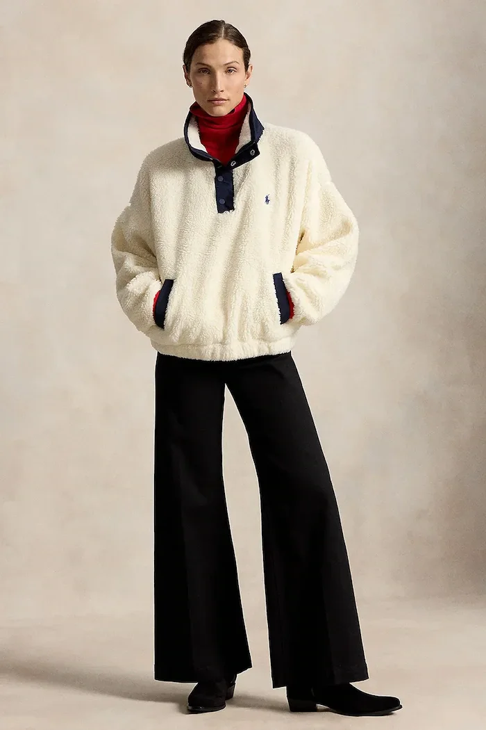 Polo Ralph Lauren поларен суичър дамски бежов 211B17802
