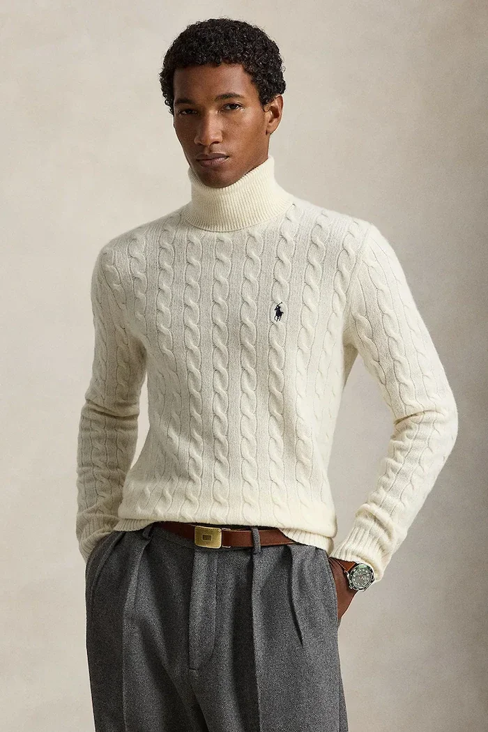 Polo Ralph Lauren поло мъжко от вълна бежово 710876836