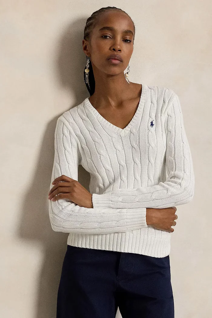 Polo Ralph Lauren пуловер дамски от памук бял 211971870