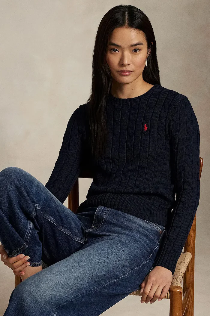 Polo Ralph Lauren пуловер дамски от памук тъмносин 211971869