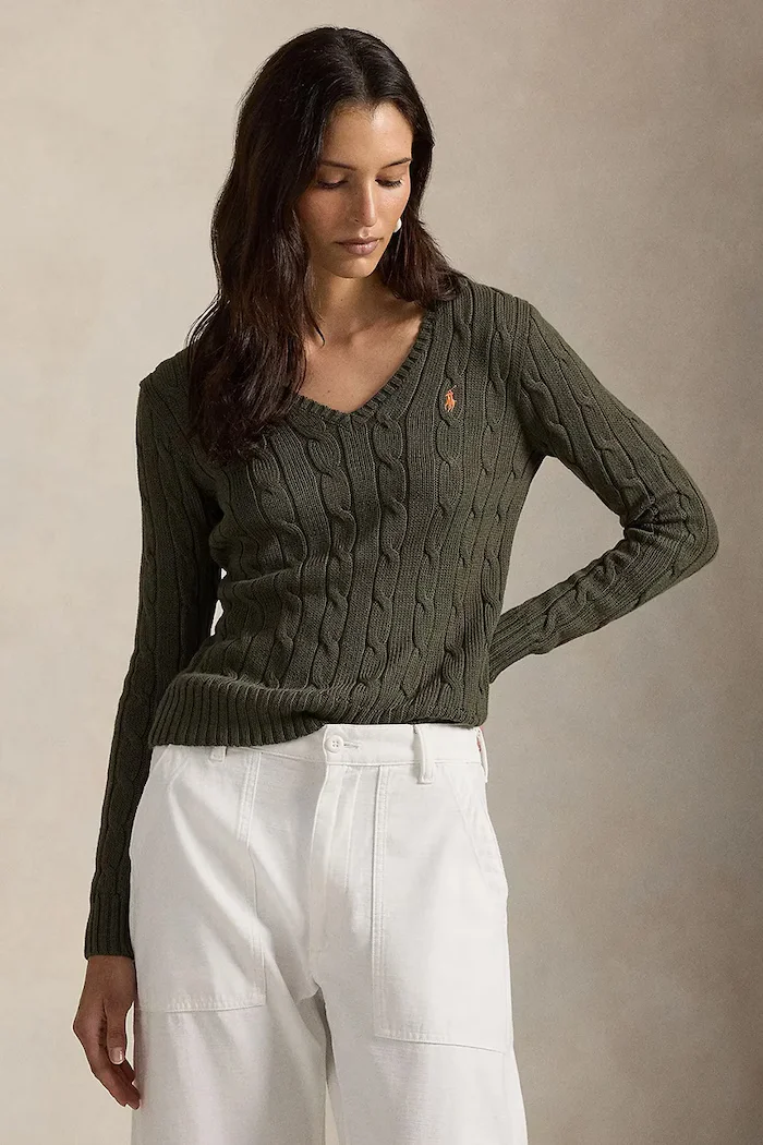Polo Ralph Lauren пуловер дамски от памук зелен 211971870