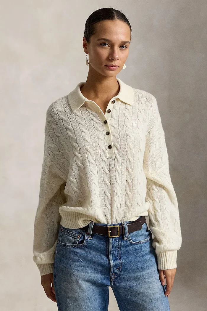 Polo Ralph Lauren пуловер дамски от вълна бежов 211B17767