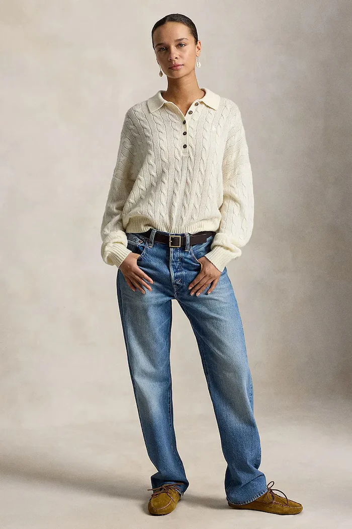 Polo Ralph Lauren пуловер дамски от вълна бежов 211B17767