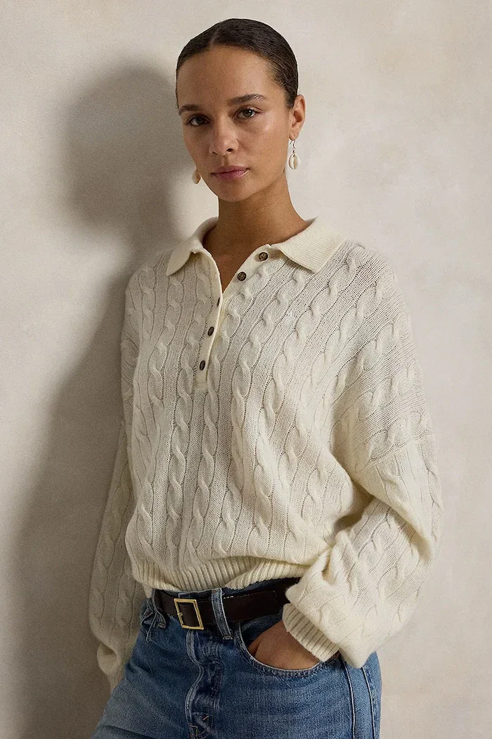 Polo Ralph Lauren пуловер дамски от вълна бежов 211B17767