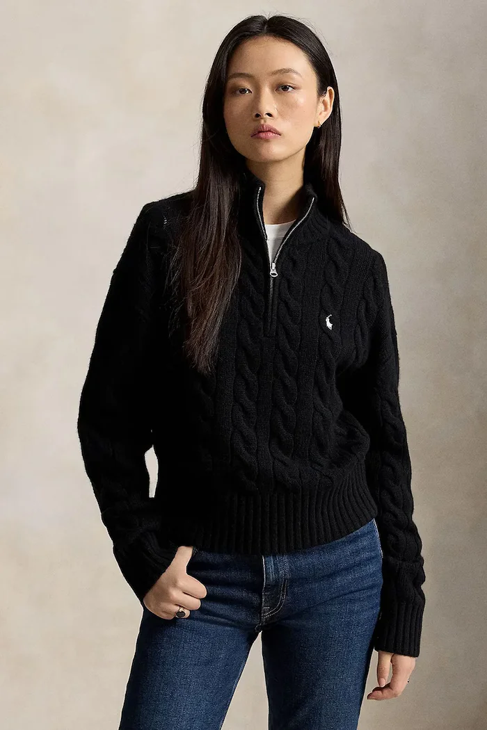 Polo Ralph Lauren пуловер дамски от вълна черен 211972130