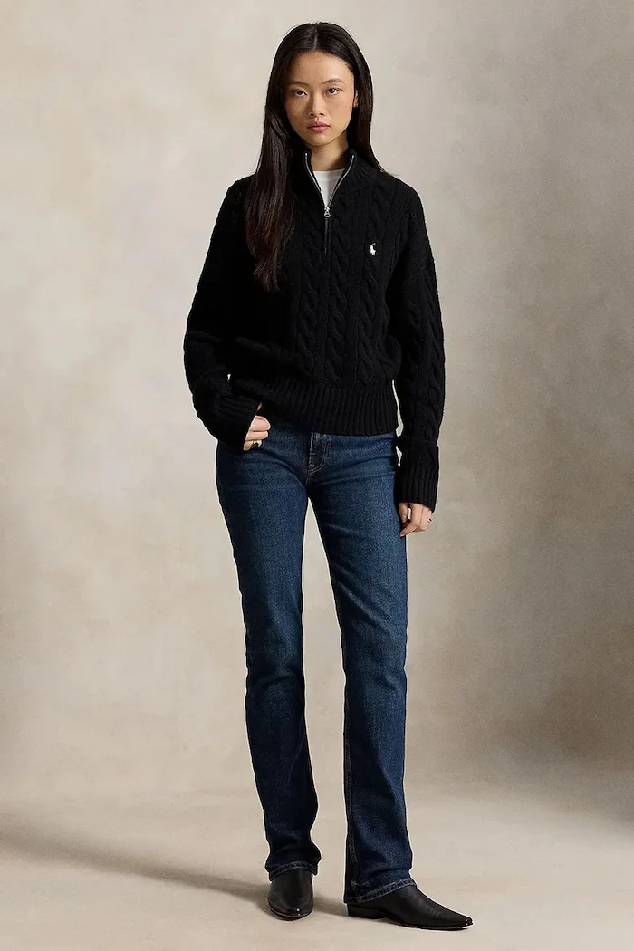 Polo Ralph Lauren пуловер дамски от вълна черен 211972130