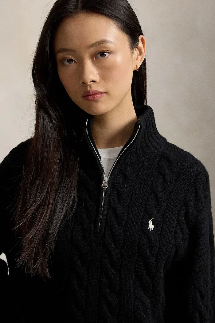 Polo Ralph Lauren пуловер дамски от вълна черен 211972130