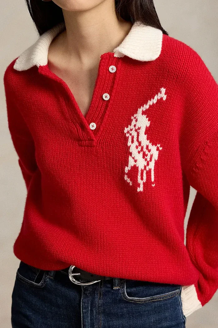Polo Ralph Lauren пуловер дамски от вълна червен 211B17749