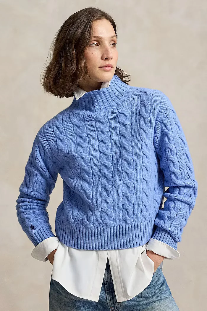 Polo Ralph Lauren пуловер дамски от вълна син 211B17734