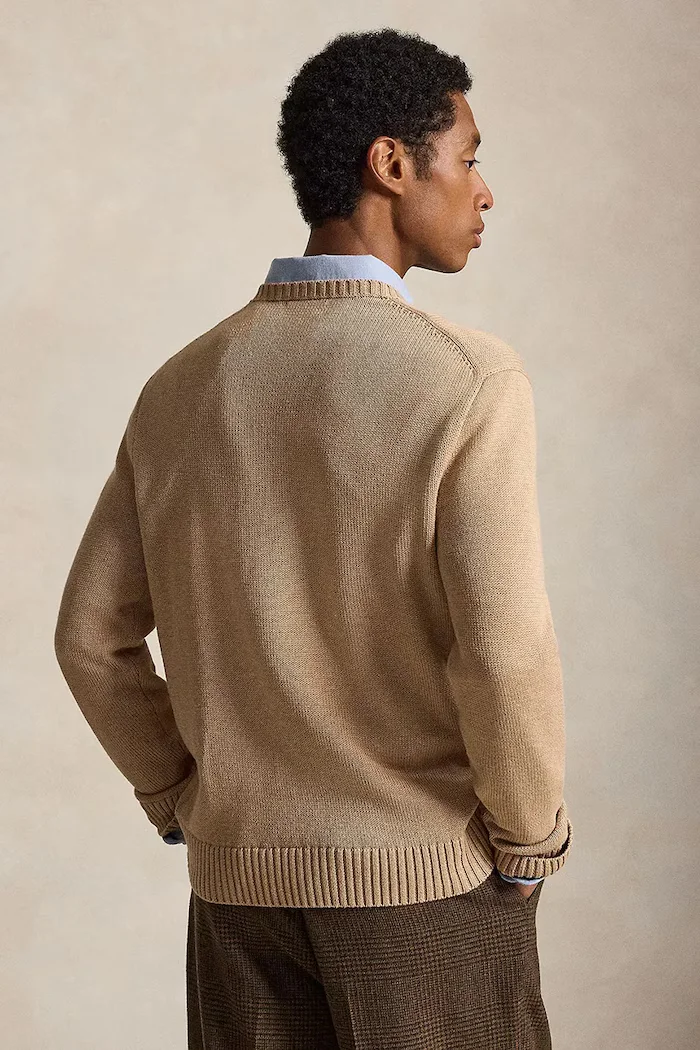 Polo Ralph Lauren пуловер мъжки от памук бежов 710810846