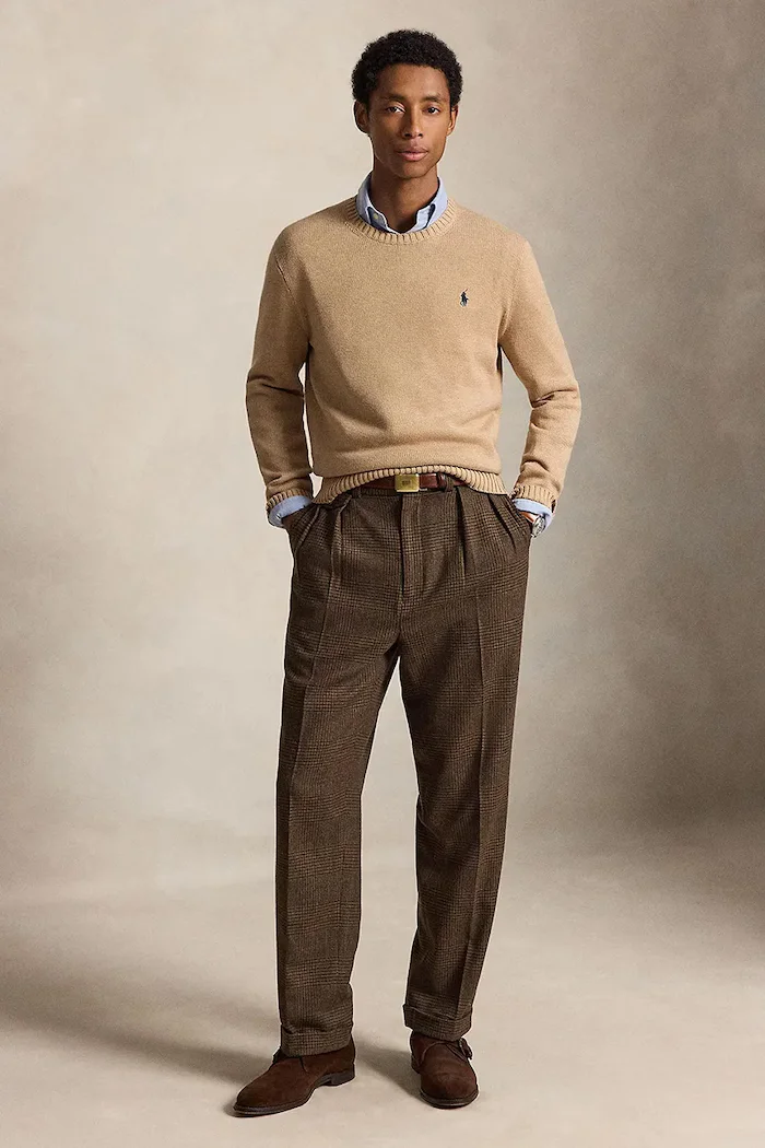 Polo Ralph Lauren пуловер мъжки от памук бежов 710810846