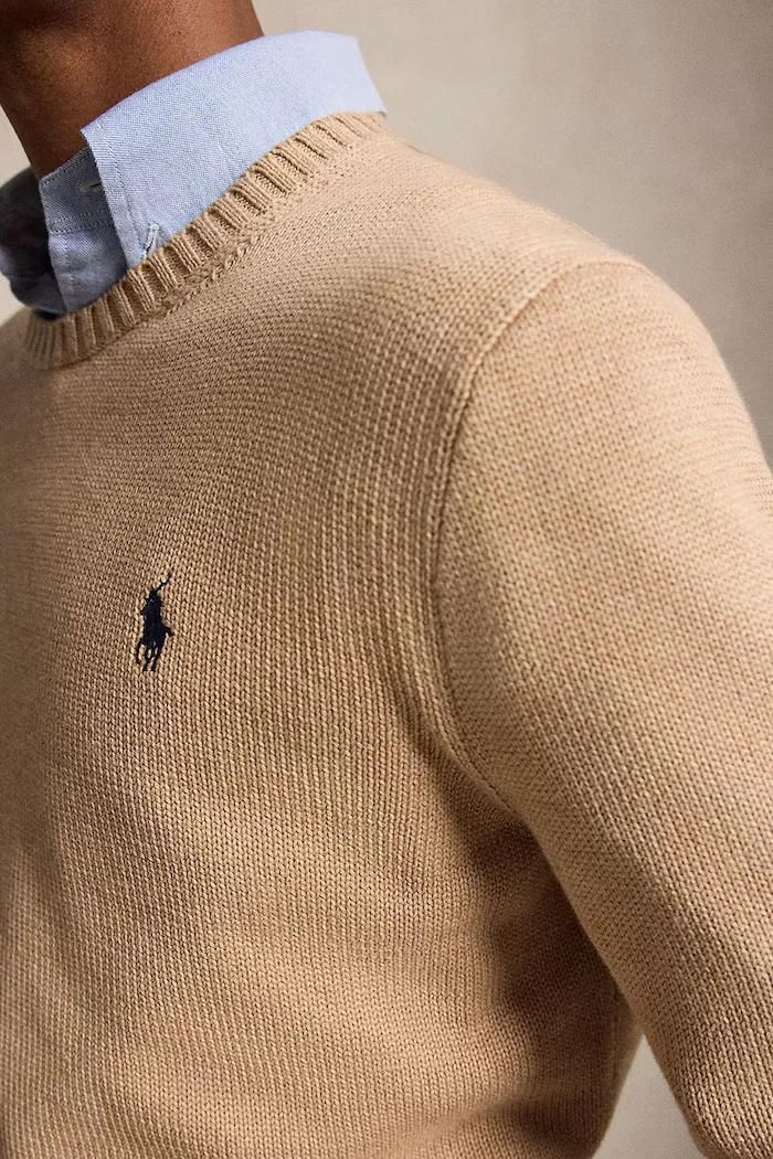 Polo Ralph Lauren пуловер мъжки от памук бежов 710810846