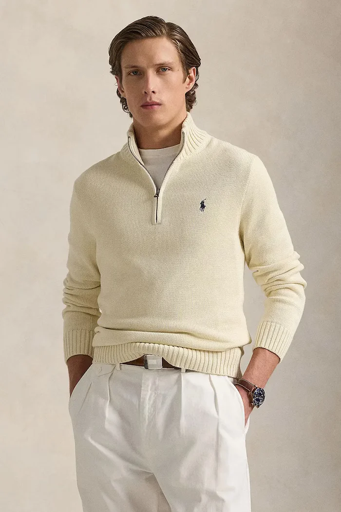 Polo Ralph Lauren пуловер мъжки от памук бежов 710859939