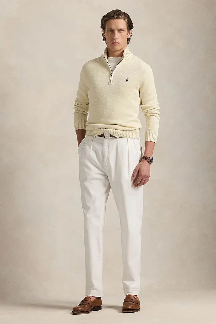 Polo Ralph Lauren пуловер мъжки от памук бежов 710859939