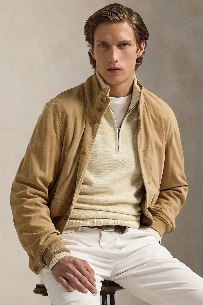 Polo Ralph Lauren пуловер мъжки от памук бежов 710859939