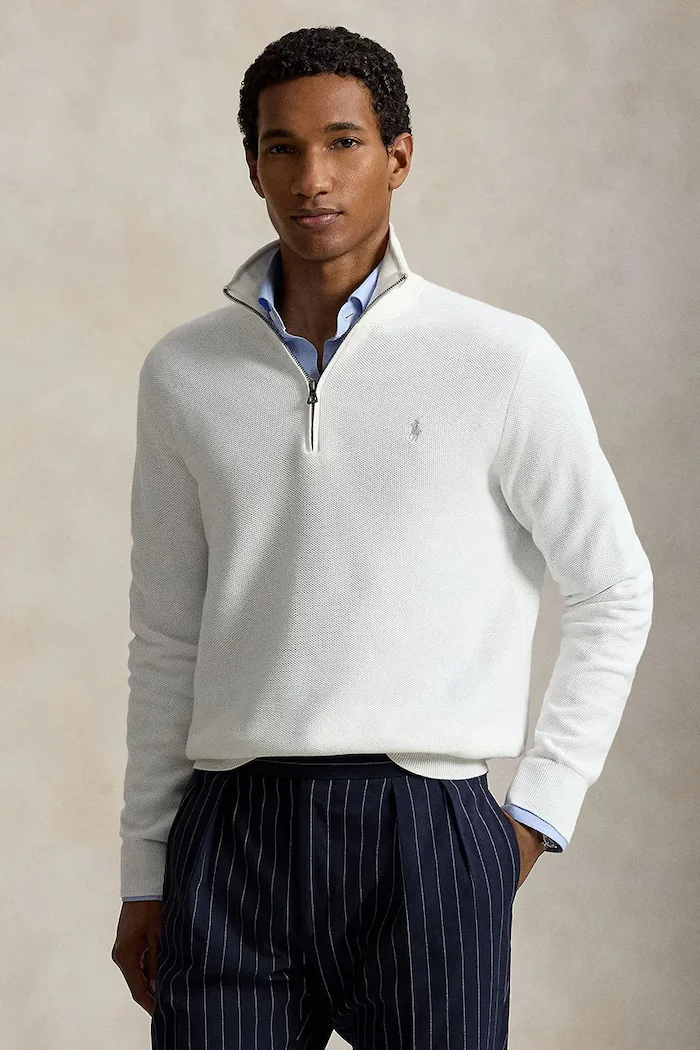 Polo Ralph Lauren пуловер мъжки от памук бял 710B18060