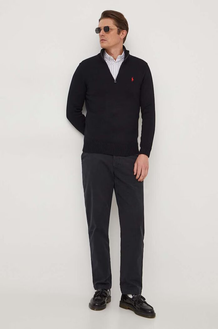 Polo Ralph Lauren пуловер мъжки от памук черен 710859939