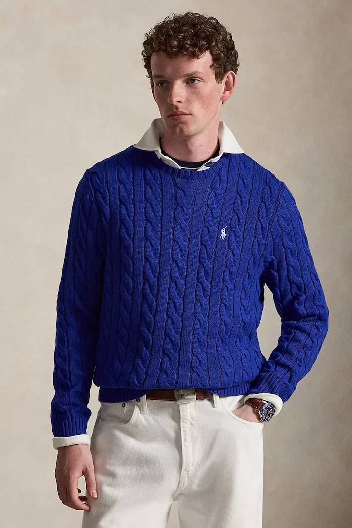 Polo Ralph Lauren пуловер мъжки от памук син 710775885