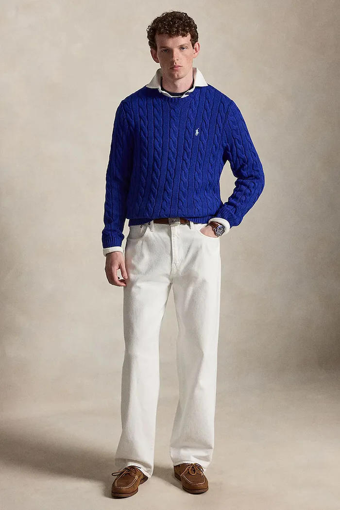 Polo Ralph Lauren пуловер мъжки от памук син 710775885