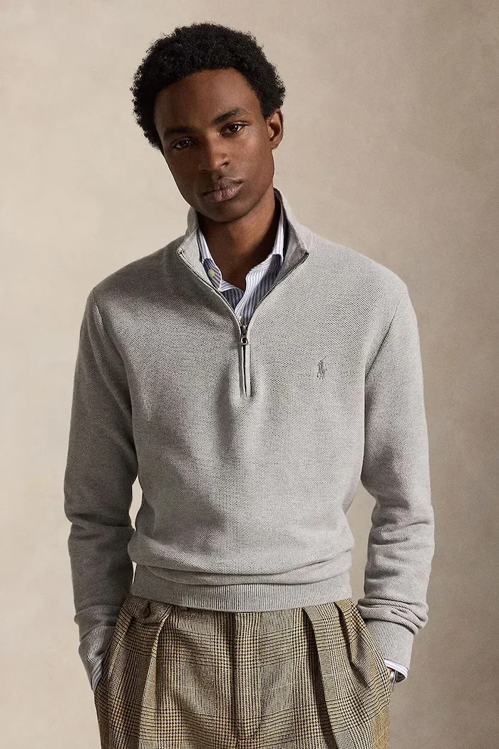 Polo Ralph Lauren пуловер мъжки от памук сив 710B18060