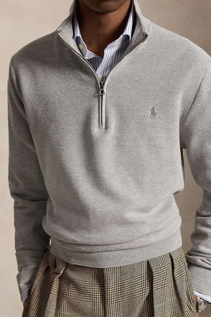 Polo Ralph Lauren пуловер мъжки от памук сив 710B18060