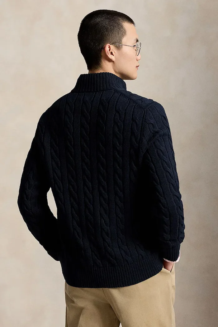 Polo Ralph Lauren пуловер мъжки от памук тъмносин 710810841