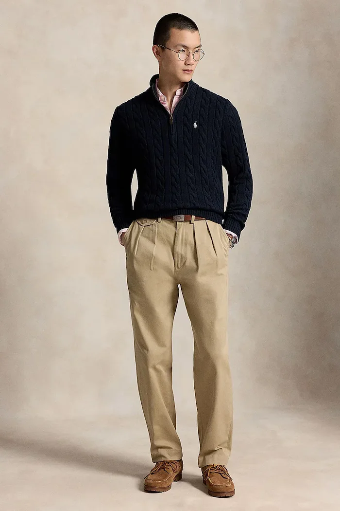 Polo Ralph Lauren пуловер мъжки от памук тъмносин 710810841