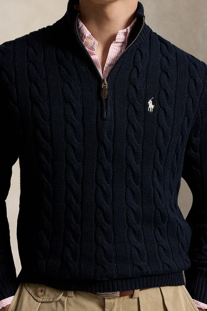 Polo Ralph Lauren пуловер мъжки от памук тъмносин 710810841
