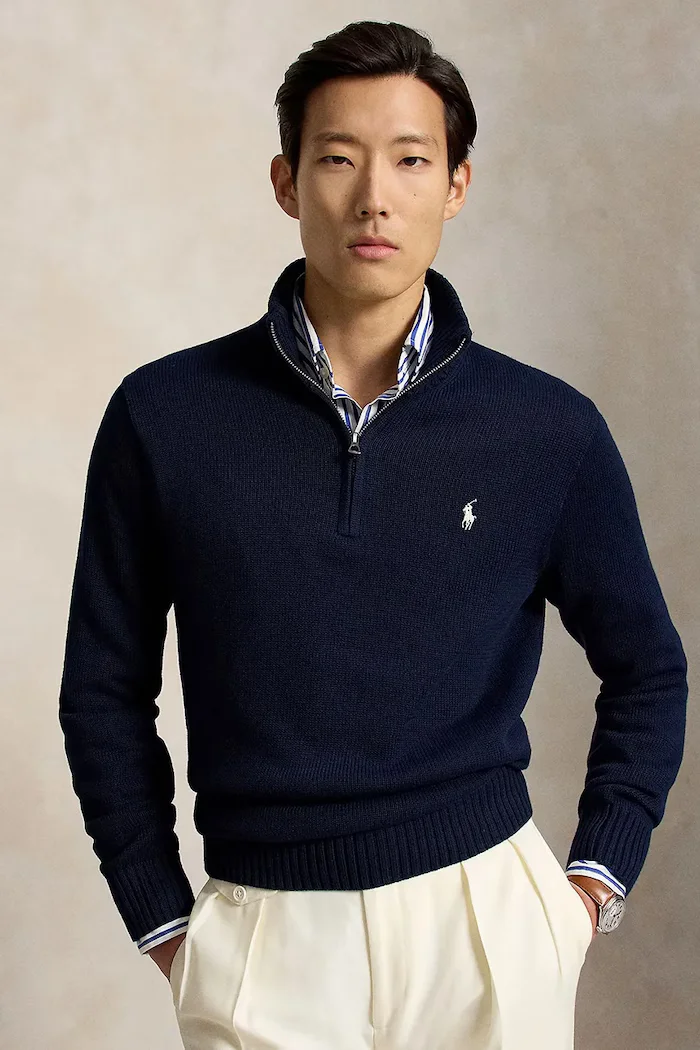 Polo Ralph Lauren пуловер мъжки от памук тъмносин 710859939