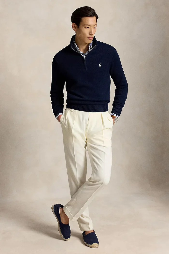 Polo Ralph Lauren пуловер мъжки от памук тъмносин 710859939