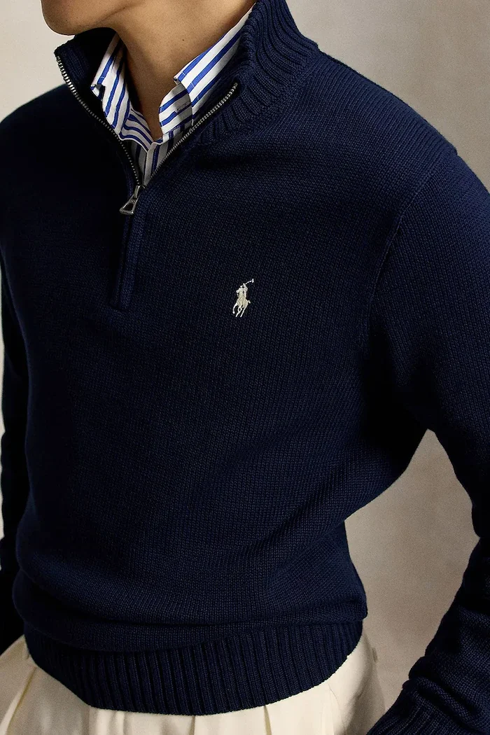 Polo Ralph Lauren пуловер мъжки от памук тъмносин 710859939