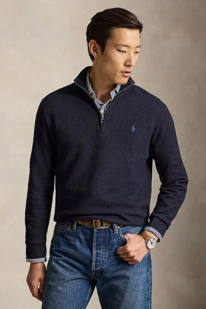Polo Ralph Lauren пуловер мъжки от памук тъмносин 710B18060