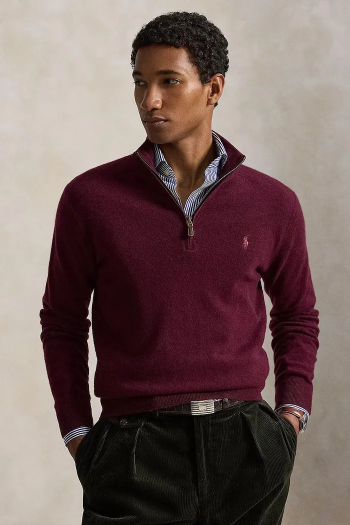 Polo Ralph Lauren пуловер мъжки от вълна бордо 710876756