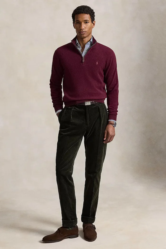 Polo Ralph Lauren пуловер мъжки от вълна бордо 710876756