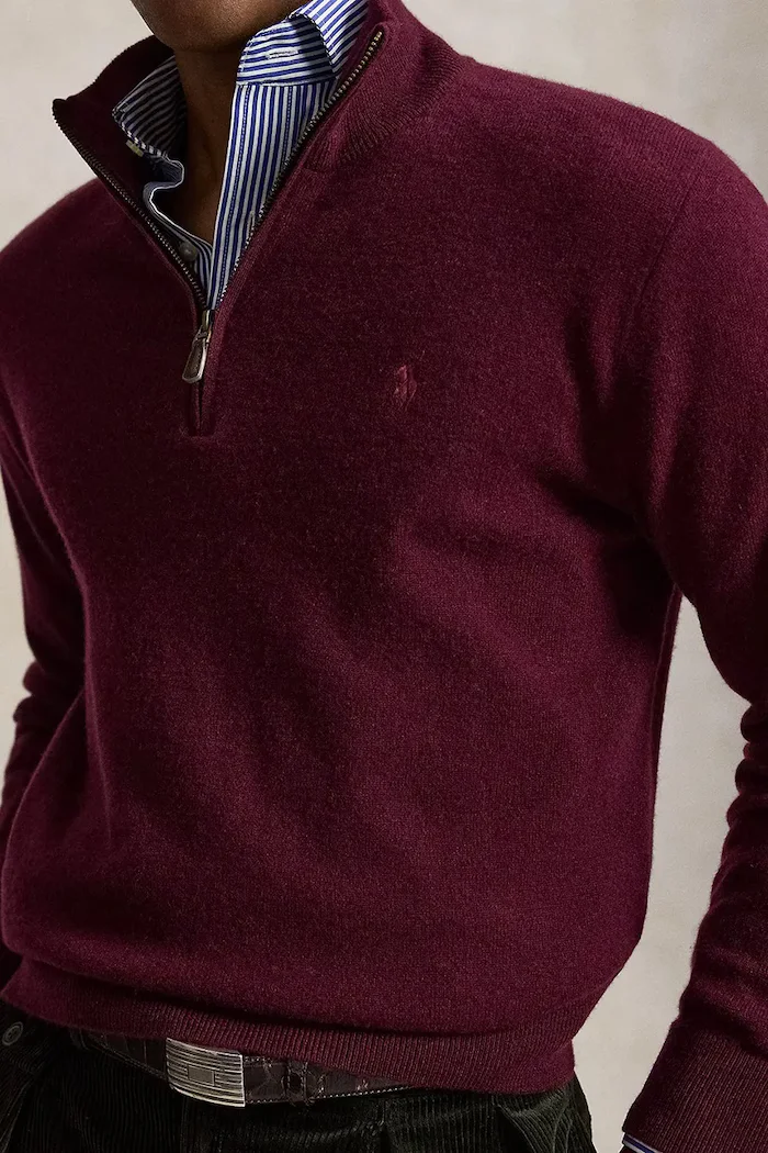 Polo Ralph Lauren пуловер мъжки от вълна бордо 710876756