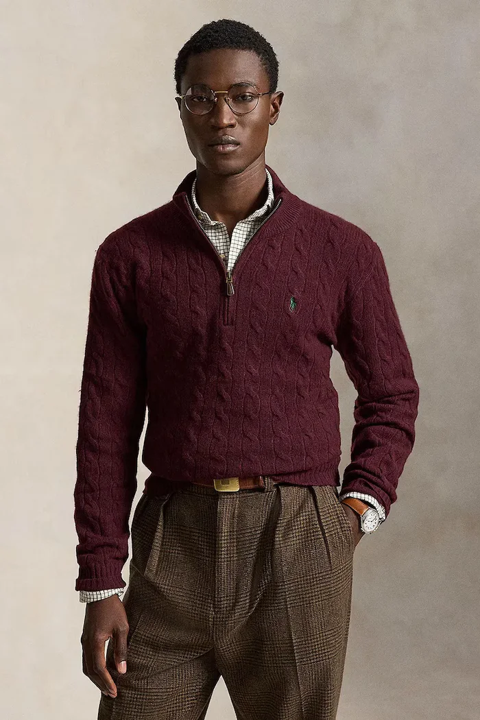 Polo Ralph Lauren пуловер мъжки от вълна бордо 710876766
