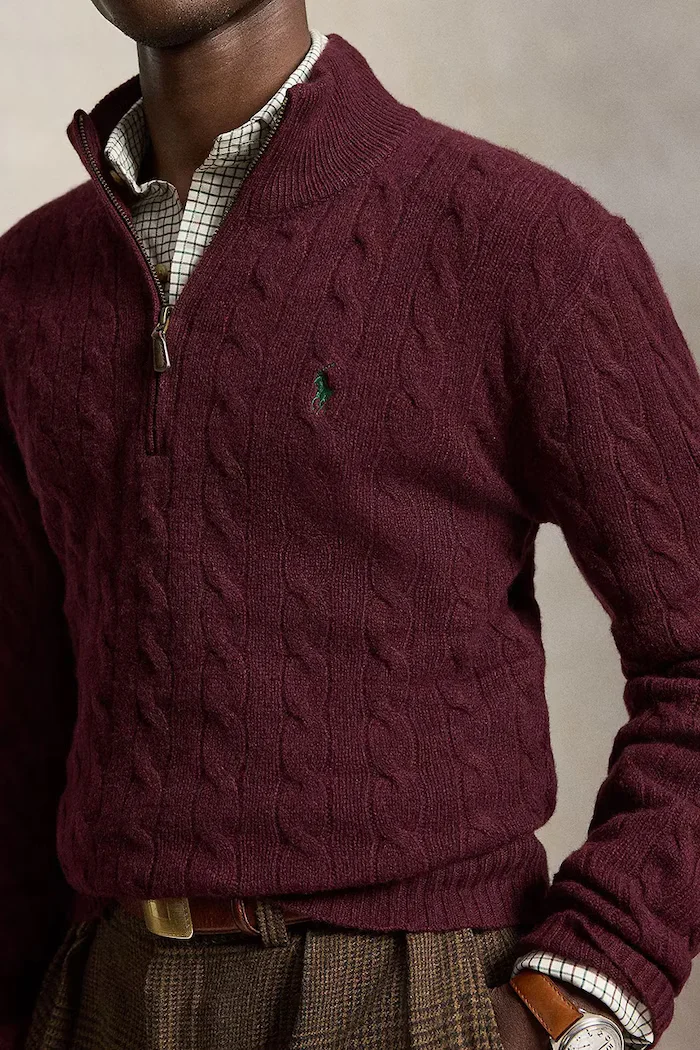 Polo Ralph Lauren пуловер мъжки от вълна бордо 710876766