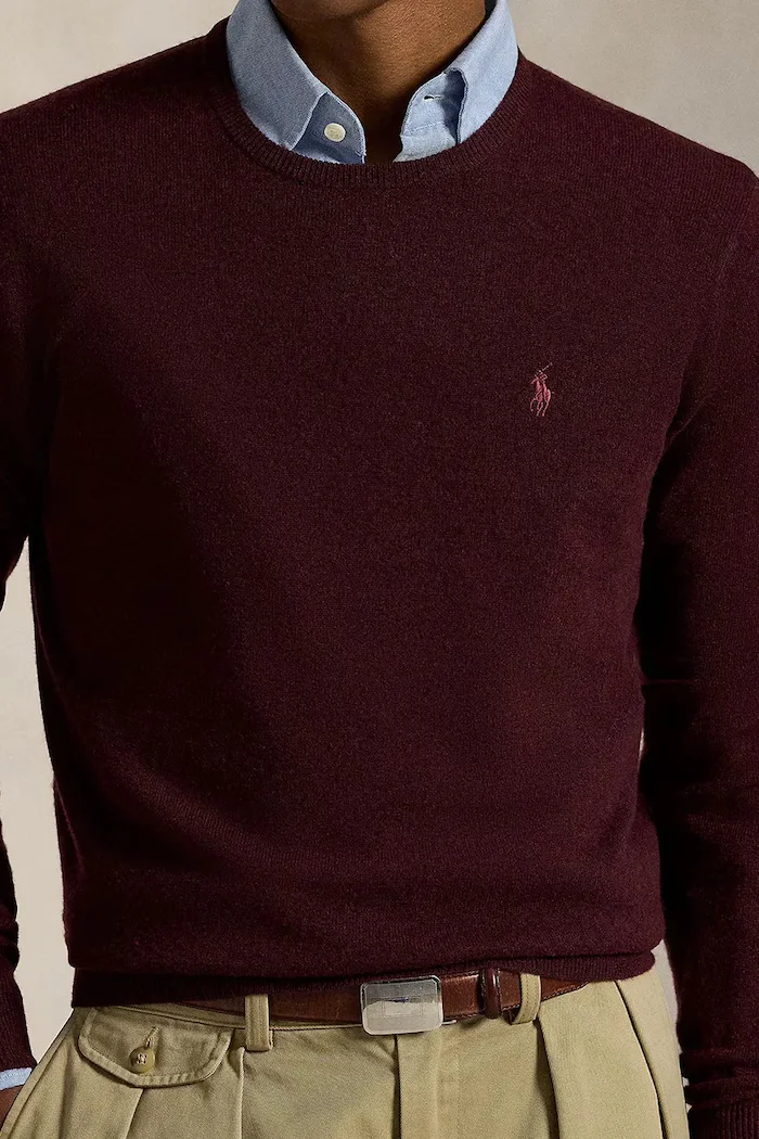 Polo Ralph Lauren пуловер мъжки от вълна бордо 710974148