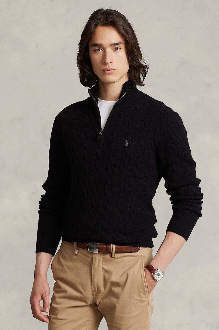 Polo Ralph Lauren пуловер мъжки от вълна черен 710876766