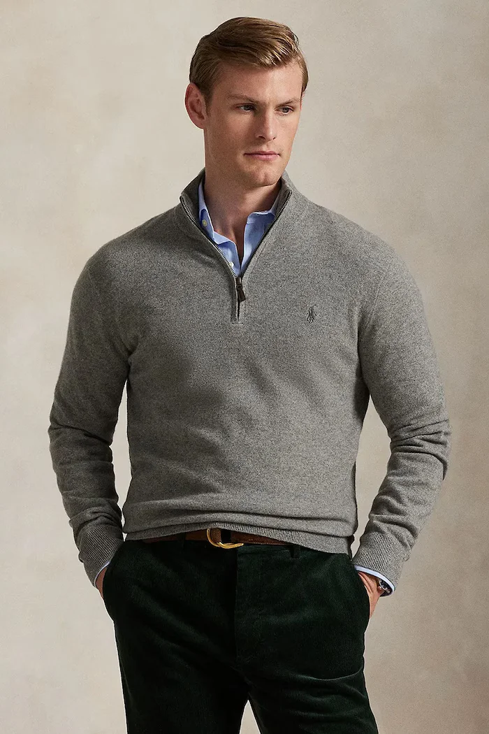 Polo Ralph Lauren пуловер мъжки от вълна сив 710876756