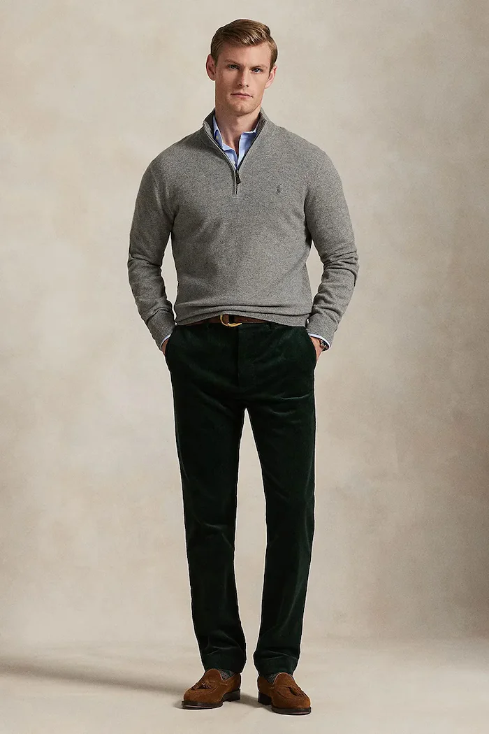 Polo Ralph Lauren пуловер мъжки от вълна сив 710876756