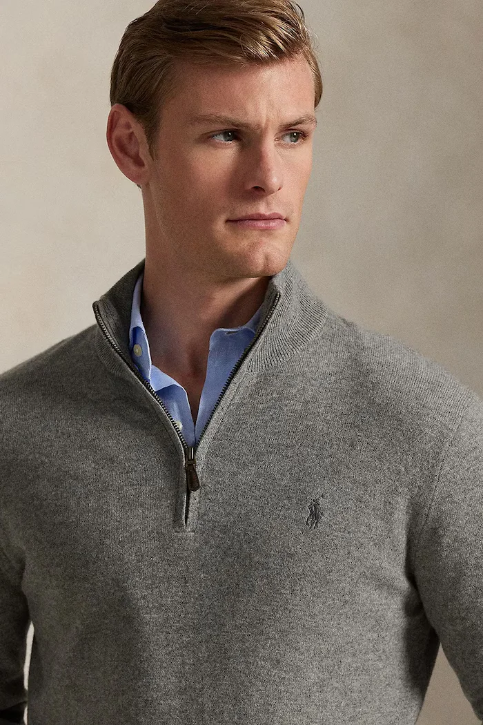 Polo Ralph Lauren пуловер мъжки от вълна сив 710876756