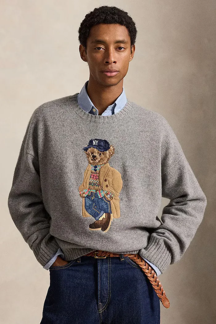Polo Ralph Lauren пуловер мъжки от вълна сив 710B28590