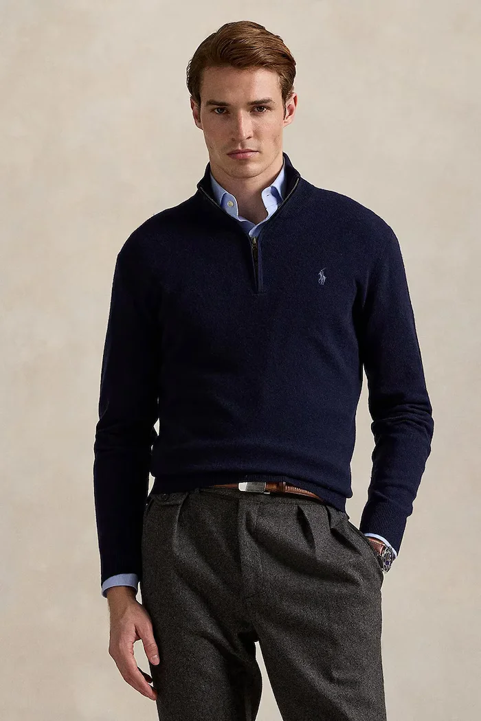 Polo Ralph Lauren пуловер мъжки от вълна тъмносин 710876756