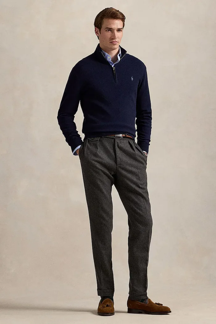 Polo Ralph Lauren пуловер мъжки от вълна тъмносин 710876756