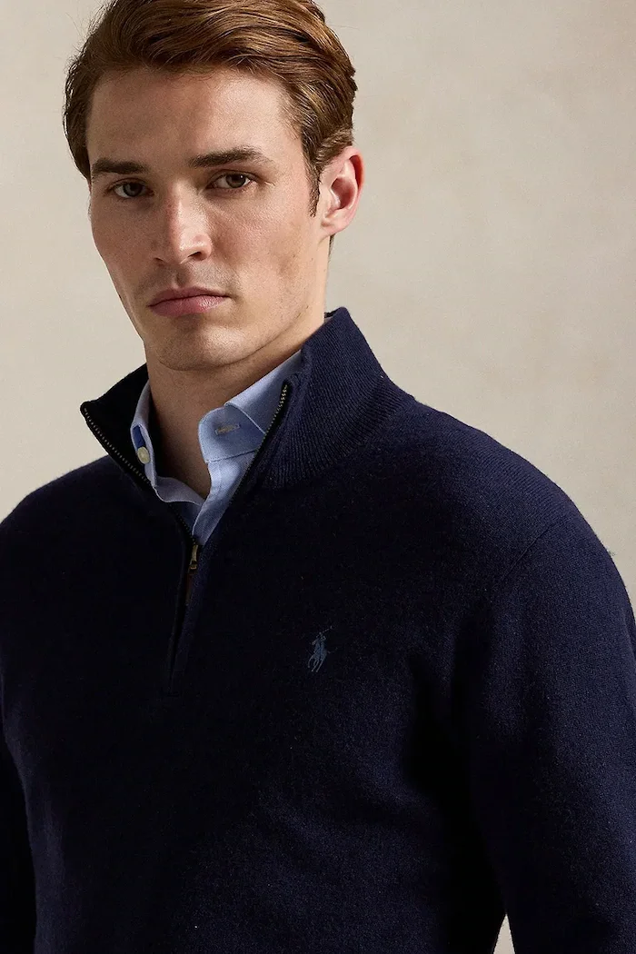 Polo Ralph Lauren пуловер мъжки от вълна тъмносин 710876756
